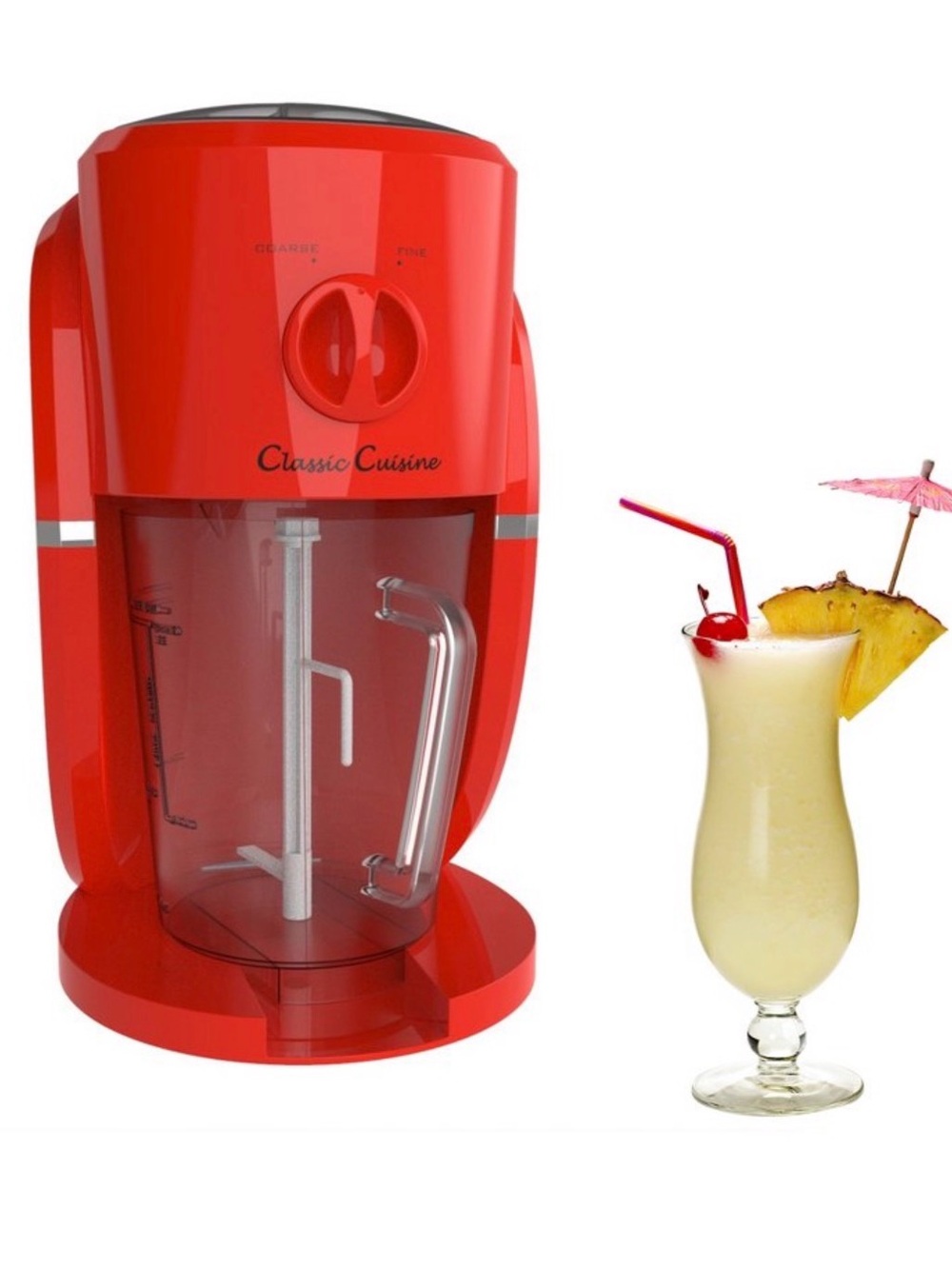 Classic Cuisine Red Frozen Drink and Snow Cone Maker